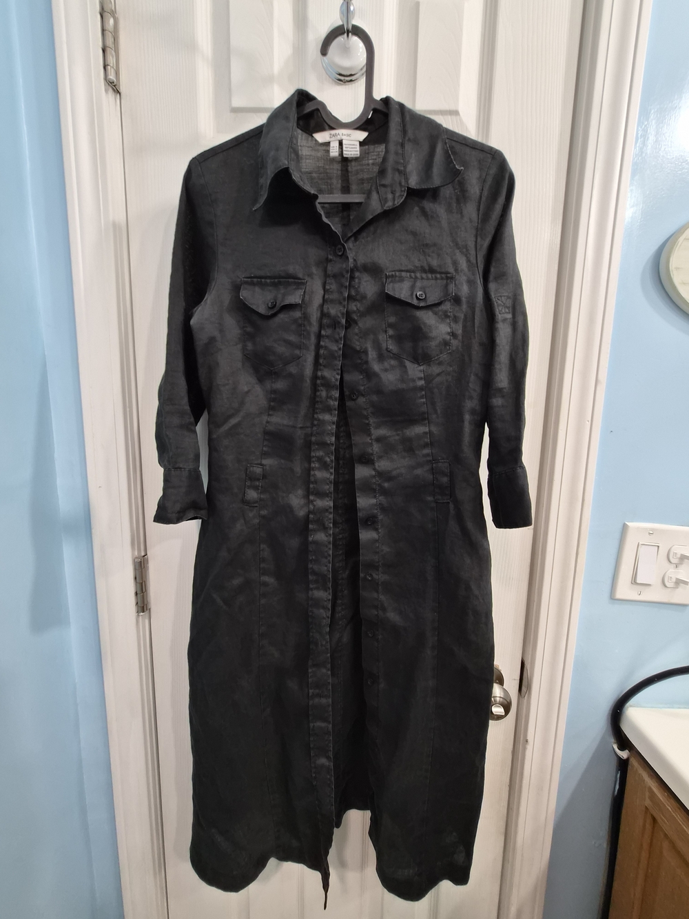 Zara Basic Linen Button Up Dress